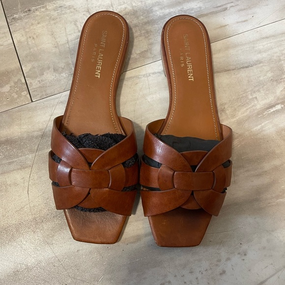 Saint Laurent Shoes - Saint Laurent Tribute Leather Slides (DUST BAG & BOX INCLUDED)